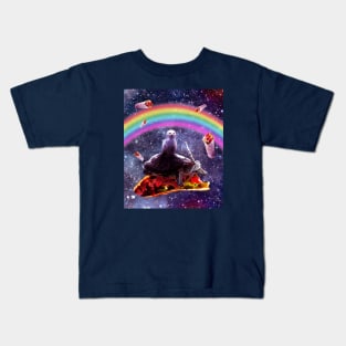 Snowy Owl Riding Unicorn Turtle on Burrito Kids T-Shirt